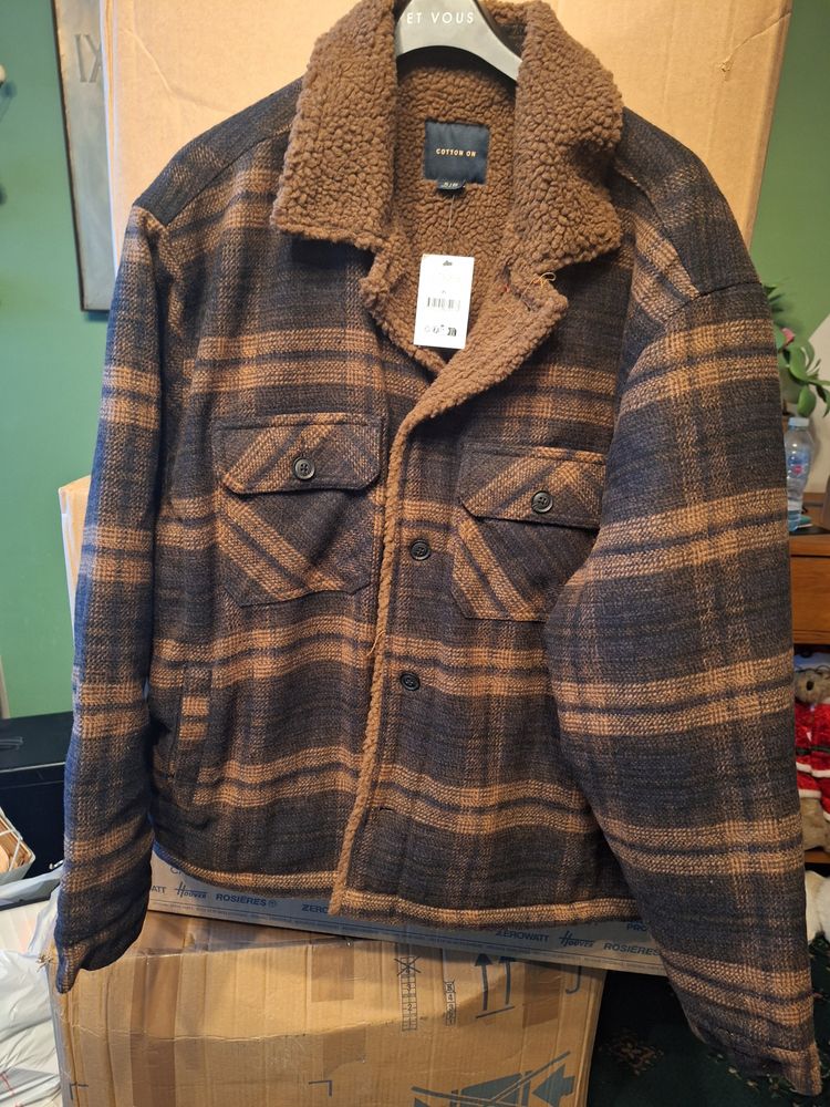 Li-Ning Brown Checkered Jacket With Teddy Lining product image