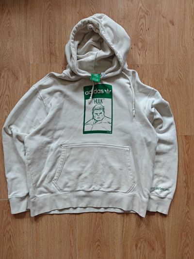 Adidas originals x marvel Hulk kremowa bluza z kapturem hoodie Bawełna Organiczna m unikat 57x62cm