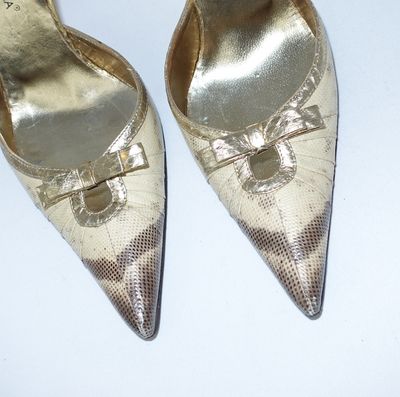 Dolce Gabbana Gold Python Heels 10