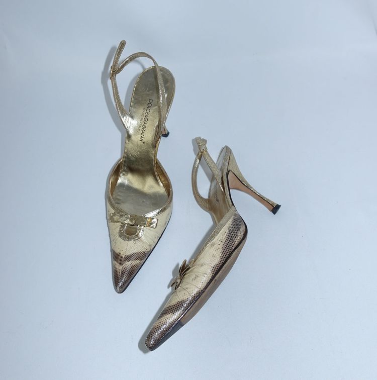 Dolce Gabbana Gold Python Heels 16