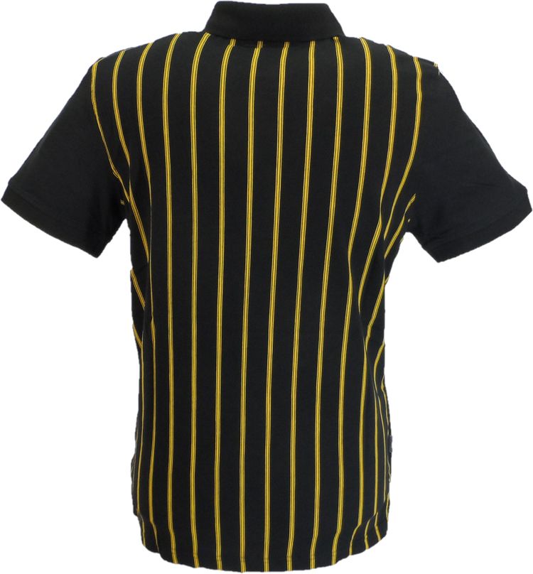 Lambretta Mens Black/Gold Pinstripe Polo Shirts 3