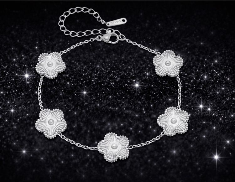 Custom Flower zbracelet Stal+18k gold plated