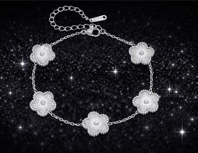 Custom Flower zbracelet Stal+18k gold plated