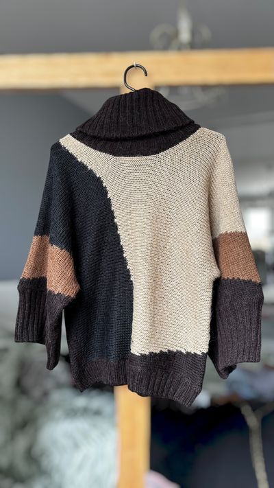 Color Block Knit Sweater S