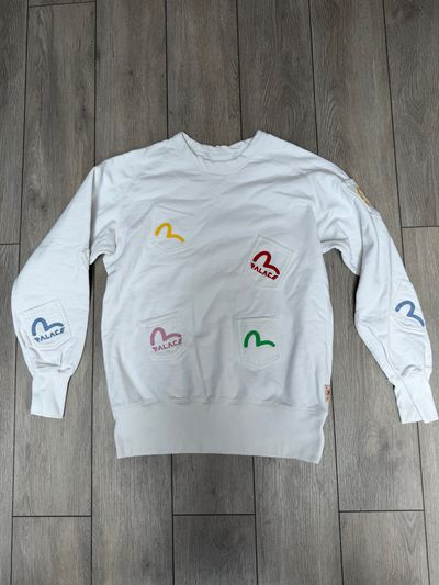 Palace x Evisu White Sweatshirt Medium PTP 22