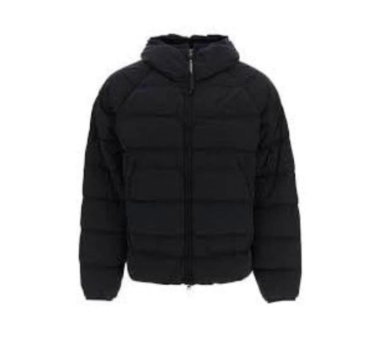 CP company Black Puffer Jacket With Hood And Goggles