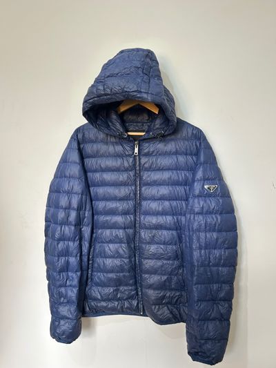 Prada Blue Hooded Puffer Jacket