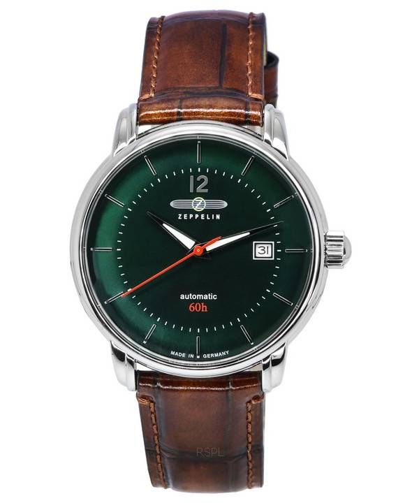 Zeppelin LZ 120 Bodensee Leather Strap Dark Green Dial Automatic 81604 Men's Watch image 1