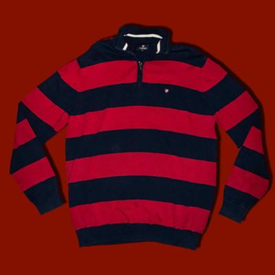 * U.S. POLO STRIPED QUARTER ZIP SWEATER * 1