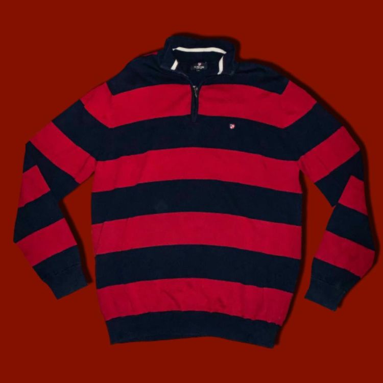 * U.S. POLO STRIPED QUARTER ZIP SWEATER *