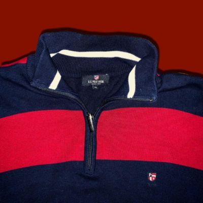 * U.S. POLO STRIPED QUARTER ZIP SWEATER * 2