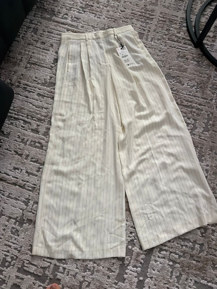 White Pinstripe Pants image 3