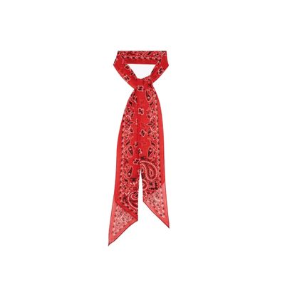 Saint Laurent Paris Red Bandana Print Lavalliere Wool Scarf