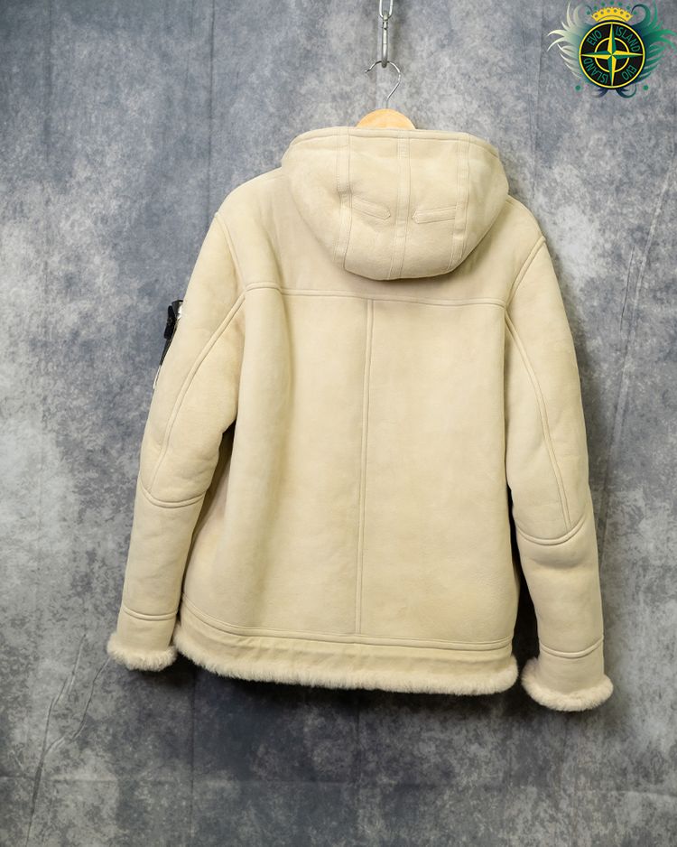 Stone Island Suede Sheepskin Jacket Cream 8