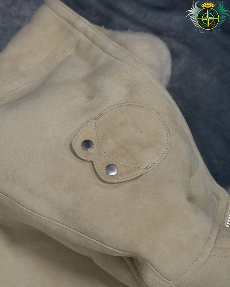 Stone Island Suede Sheepskin Jacket Cream 9