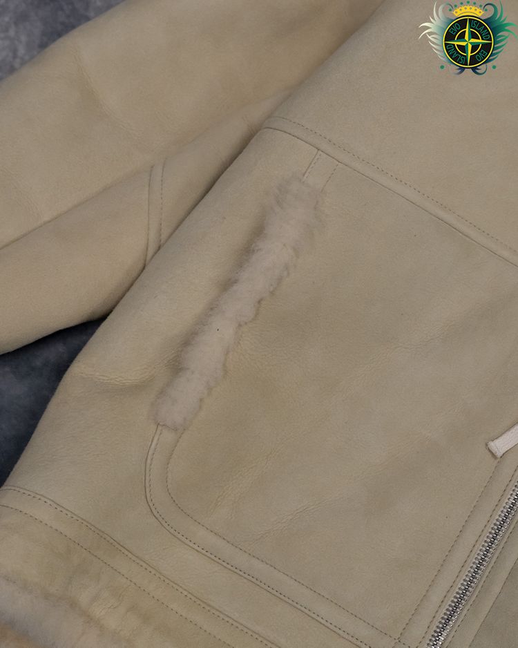 Stone Island Suede Sheepskin Jacket Cream 7