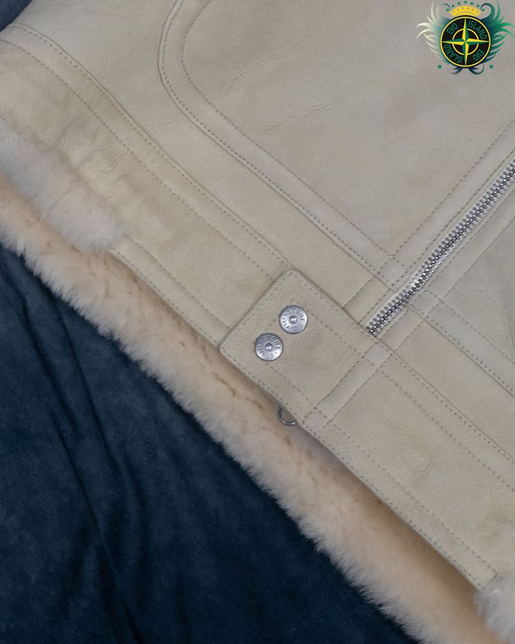 Stone Island Suede Sheepskin Jacket Cream 3