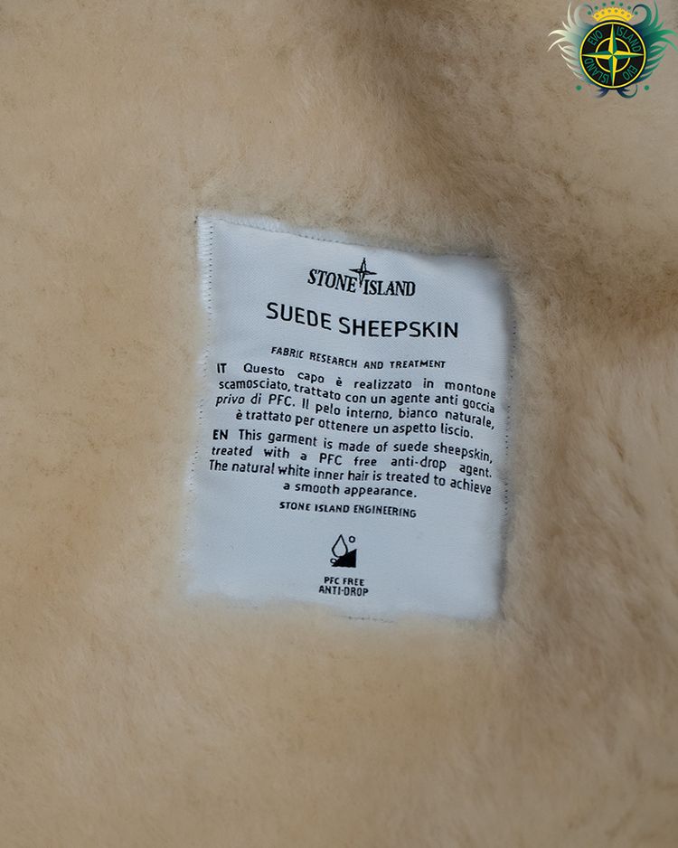 Stone Island Suede Sheepskin Jacket Cream 5