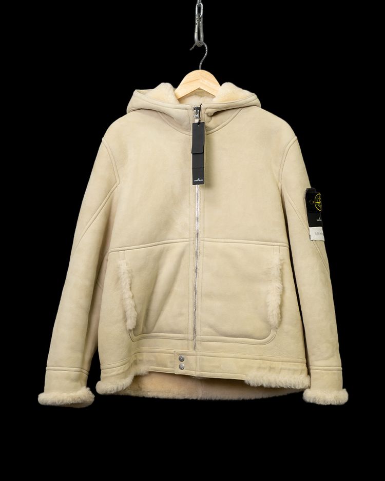 Stone Island Suede Sheepskin Jacket Cream