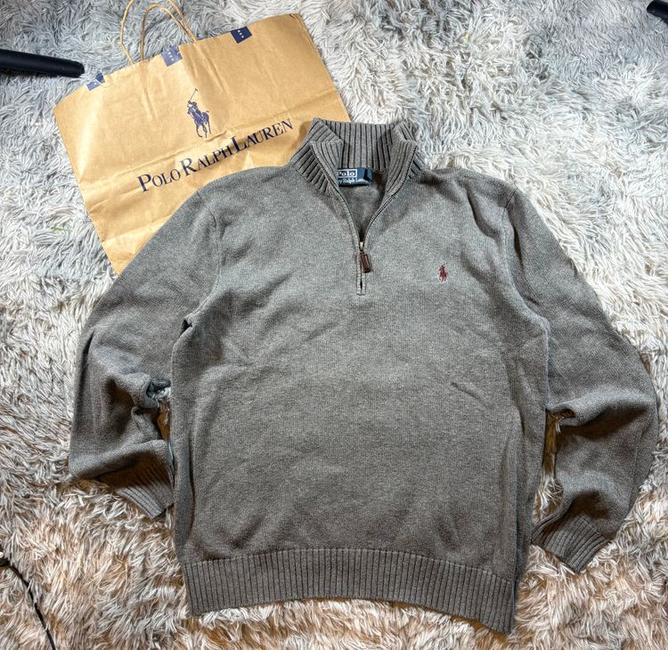 Polo Ralph Lauren Grey Half-Zip Sweater image 2