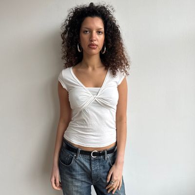 White twist front tshirt - Size S