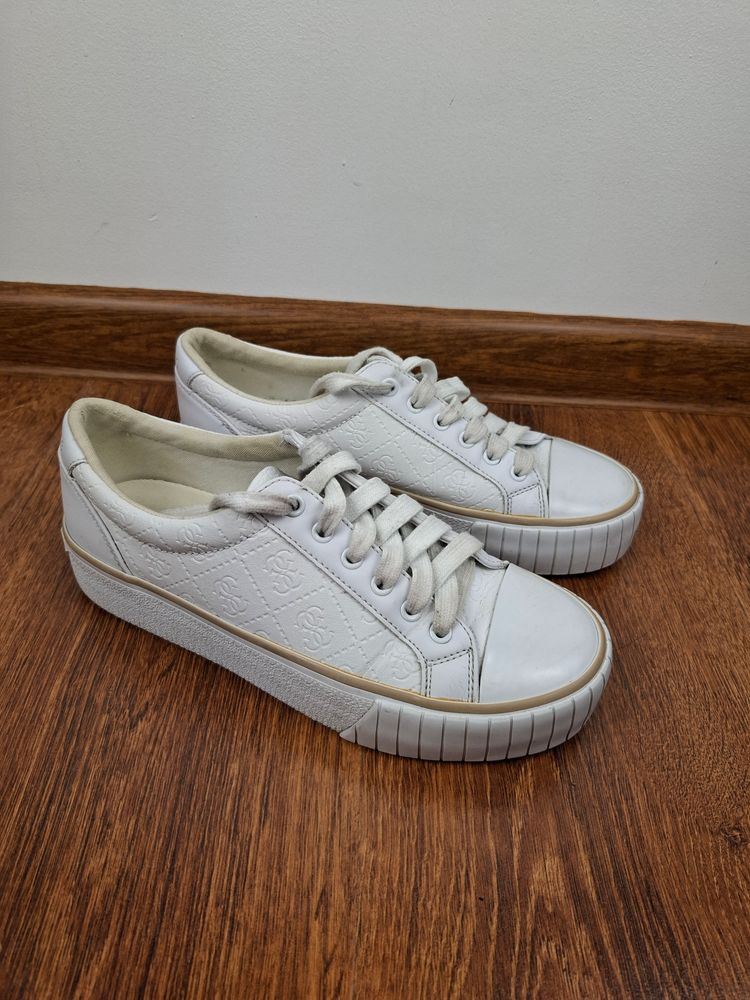 Guess White Leather Sneakers Rozmiar 37 24cm 