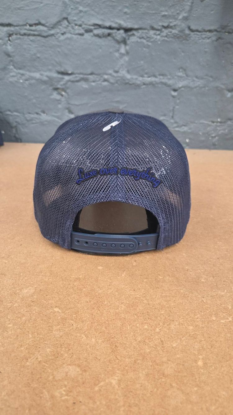 Grey And Navy Snapback Cap With Luxe Embroidery 4