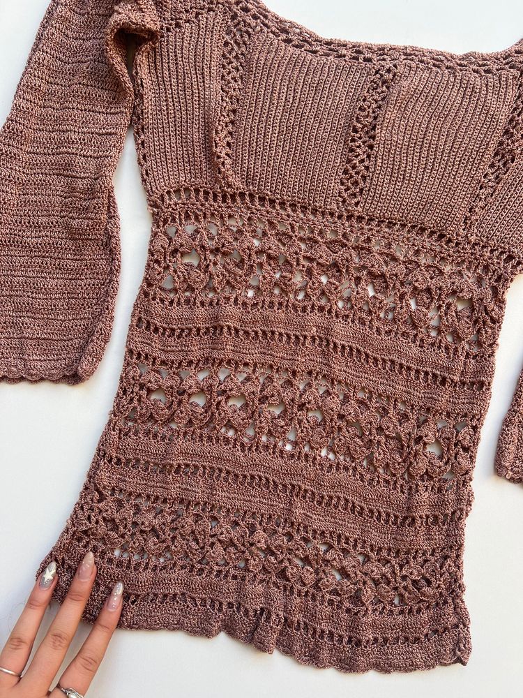 00s pink crochet top- size XS image 4
