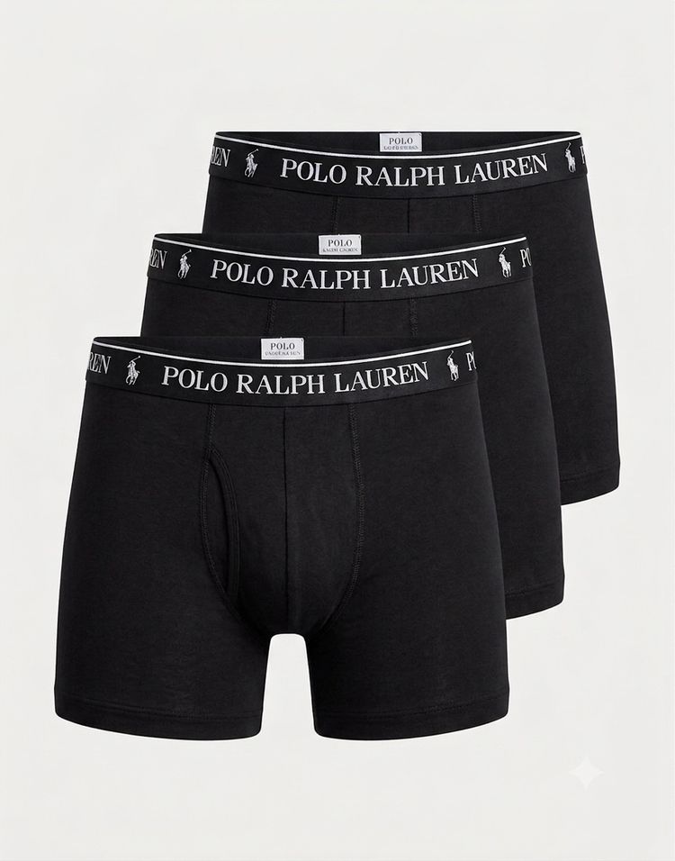 (CHOOSE SIZE S-XL) Polo Ralph Lauren Men'S Black Boxer Briefs 3-Pack