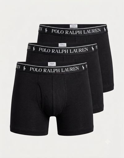 (CHOOSE SIZE S-XL) Polo Ralph Lauren Men'S Black Boxer Briefs 3-Pack