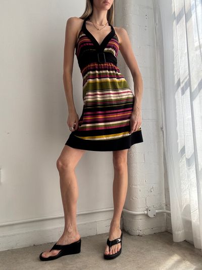 Striped Halter Neck Dress