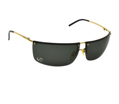 Gucci Dark Navy Blue Gold Strass Rhinestone Logo Rimless Sunglasses GG2653 1