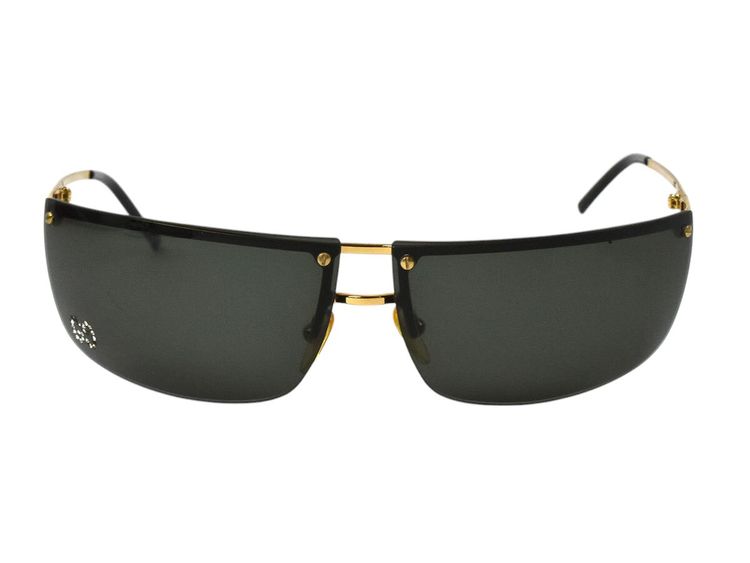 Gucci Dark Navy Blue Gold Strass Rhinestone Logo Rimless Sunglasses GG2653 3