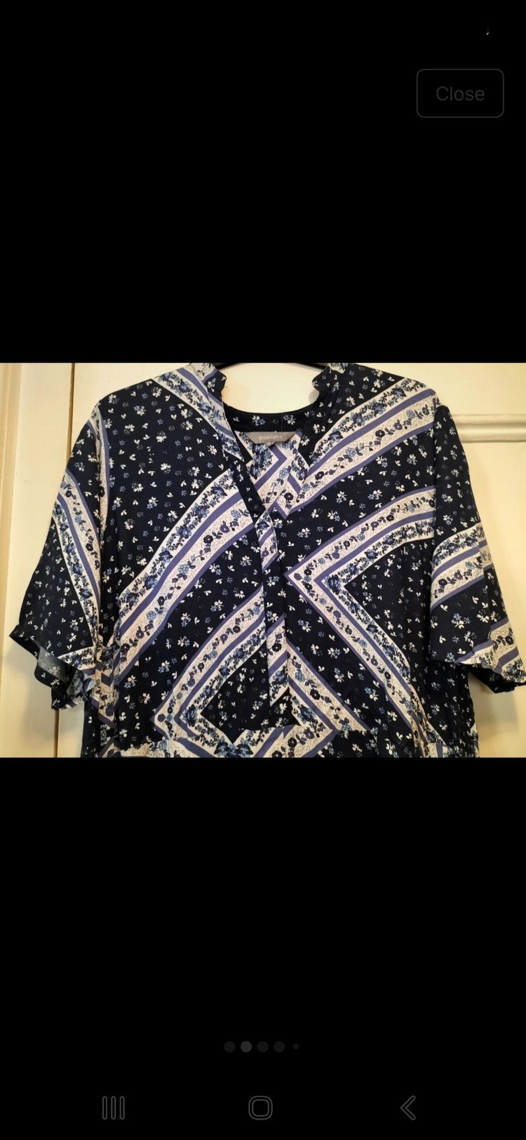 Principles Blue & White Floral Calf Length Short Sleeve Dress - Size 16 image 2