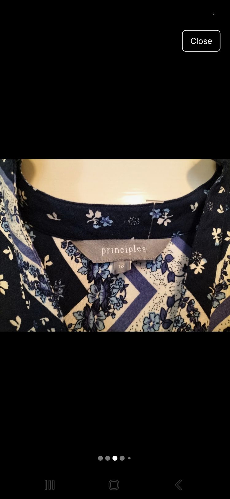 Principles Blue & White Floral Calf Length Short Sleeve Dress - Size 16 image 3