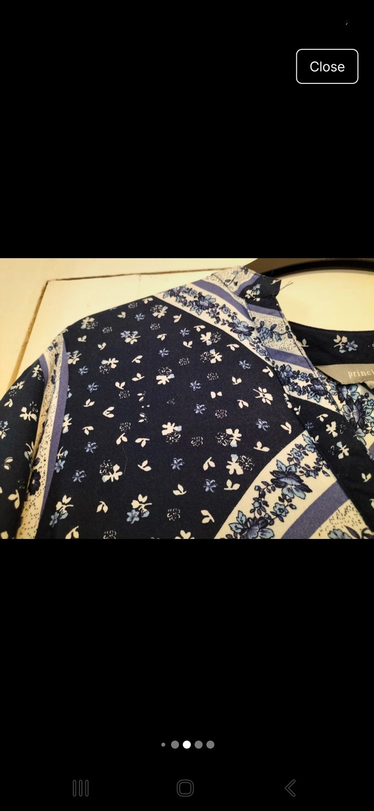 Principles Blue & White Floral Calf Length Short Sleeve Dress - Size 16 image 4