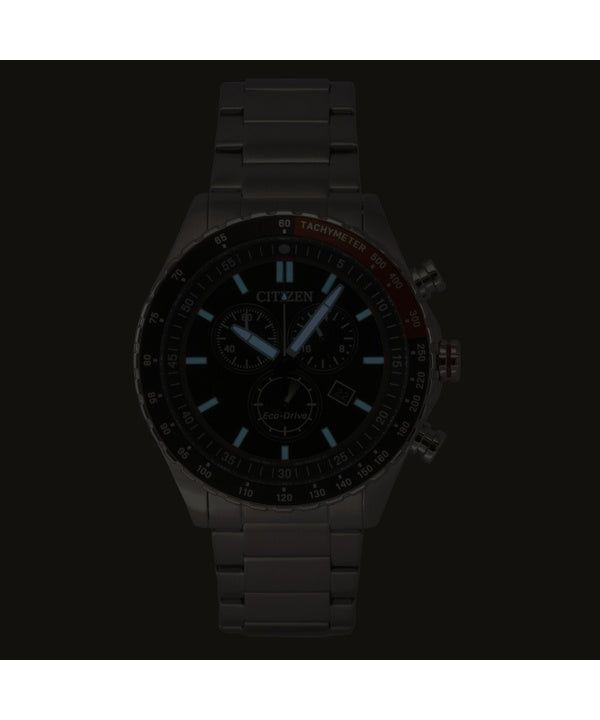 Citizen Eco-Drive Chronograph Stainless Steel Black Dial Solar AT2566-88E 100M Men's Watch image 3