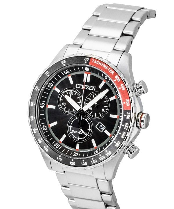 Citizen Eco-Drive Chronograph Stainless Steel Black Dial Solar AT2566-88E 100M Men's Watch image 4