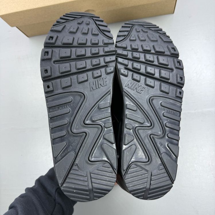Nike Air Max 90 Size UK 5.5 LTR Leather Triple Black GS Kids Trainers CD6864-001 image 3