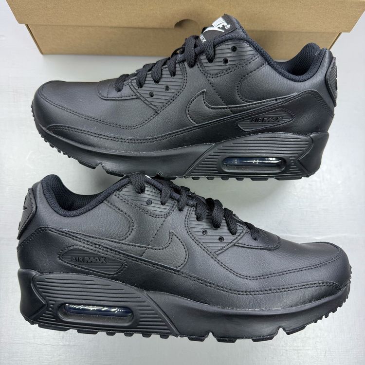 Nike Air Max 90 Size UK 5.5 LTR Leather Triple Black GS Kids Trainers CD6864-001