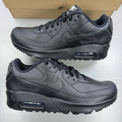 Nike Air Max 90 Size UK 5.5 LTR Leather Triple Black GS Kids Trainers CD6864-001