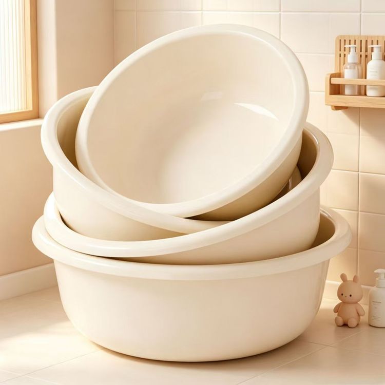 Cream Plastic Wash Basins image 1