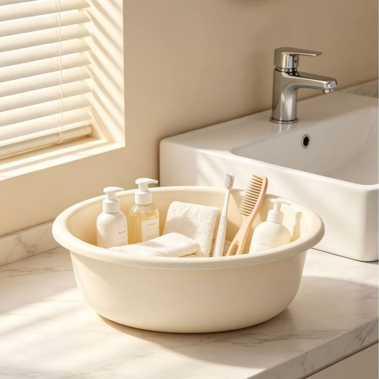 Cream Plastic Wash Basins image 2
