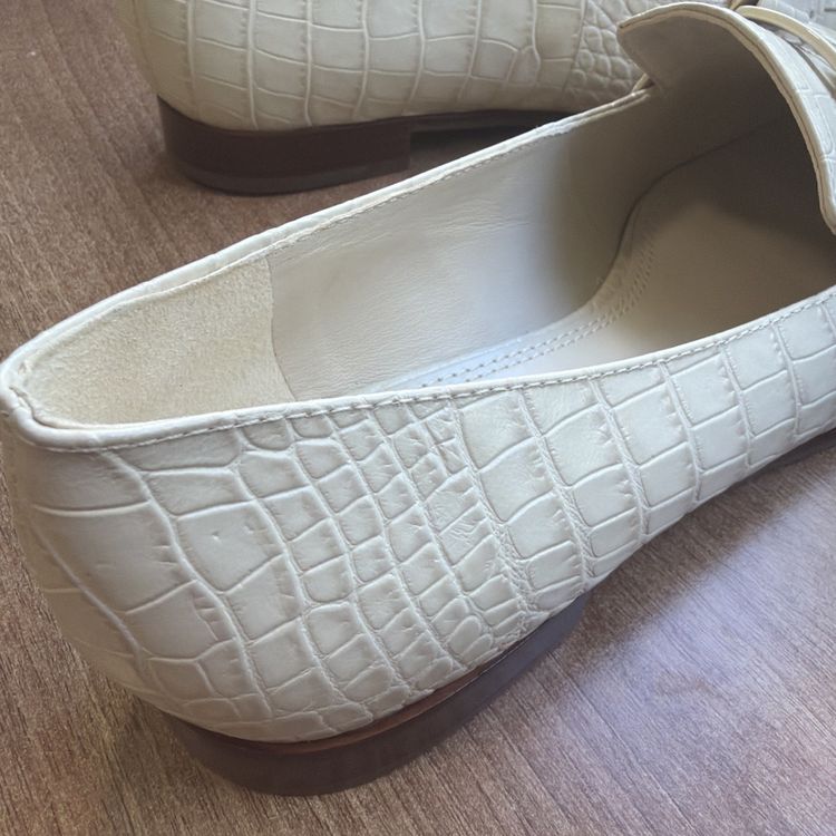 Tory Burch Georgia Ivory Croc Embossed Leather Loafer Uk 7.5 US 10 New image 3