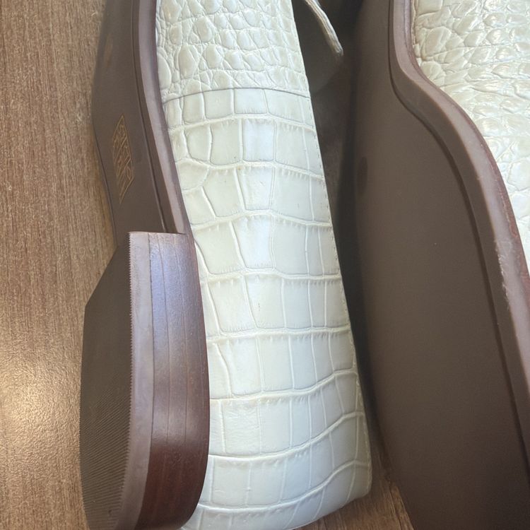 Tory Burch Georgia Ivory Croc Embossed Leather Loafer Uk 7.5 US 10 New image 7