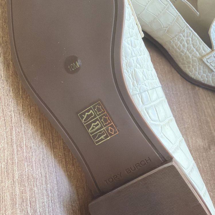 Tory Burch Georgia Ivory Croc Embossed Leather Loafer Uk 7.5 US 10 New image 6