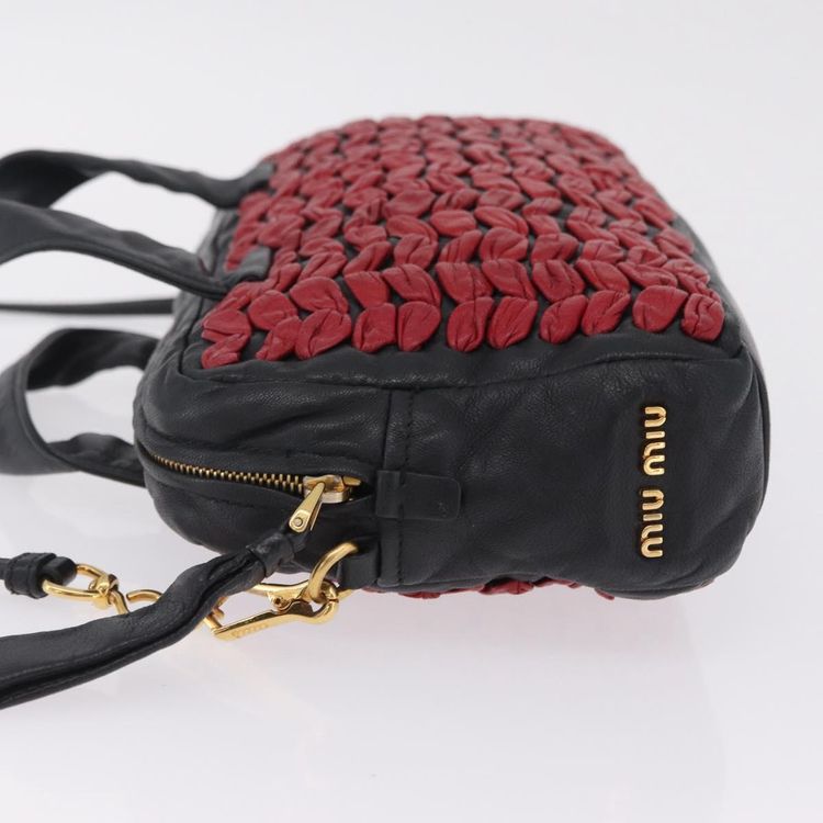 Miu Miu Hand Bag Leather 2way Black Gold Tone Auth 210983V - Jerrillo image 6