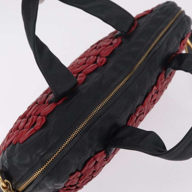 Miu Miu Hand Bag Leather 2way Black Gold Tone Auth 210983V - Jerrillo image 7