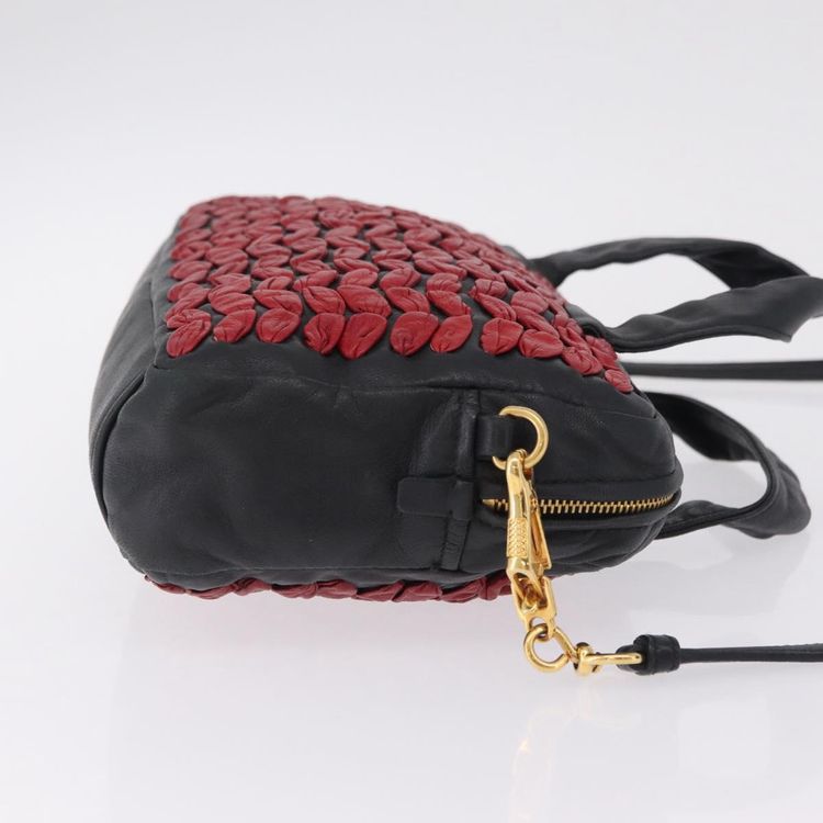 Miu Miu Hand Bag Leather 2way Black Gold Tone Auth 210983V - Jerrillo image 5