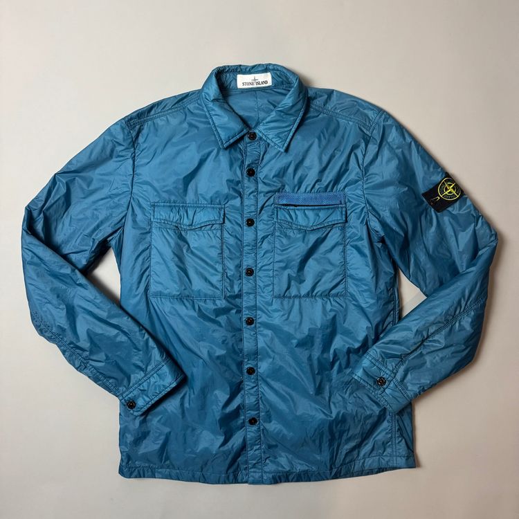 Stone Island Blue Micro Rip Stop Quilted Overshirt - XL